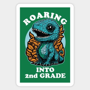Cute Dinosaur Roaring Into 2nd Grade Magnet
